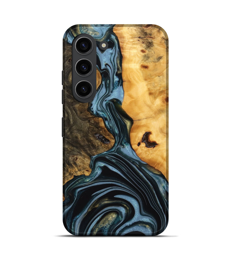 Galaxy S23 Wood Live Edge Phone Case - Juliet (Teal & Gold, 746287)