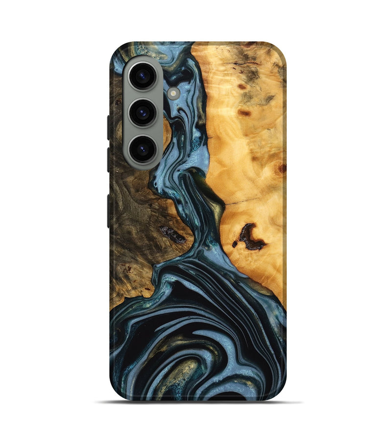 Galaxy S24 Wood Live Edge Phone Case - Juliet (Teal & Gold, 746287)