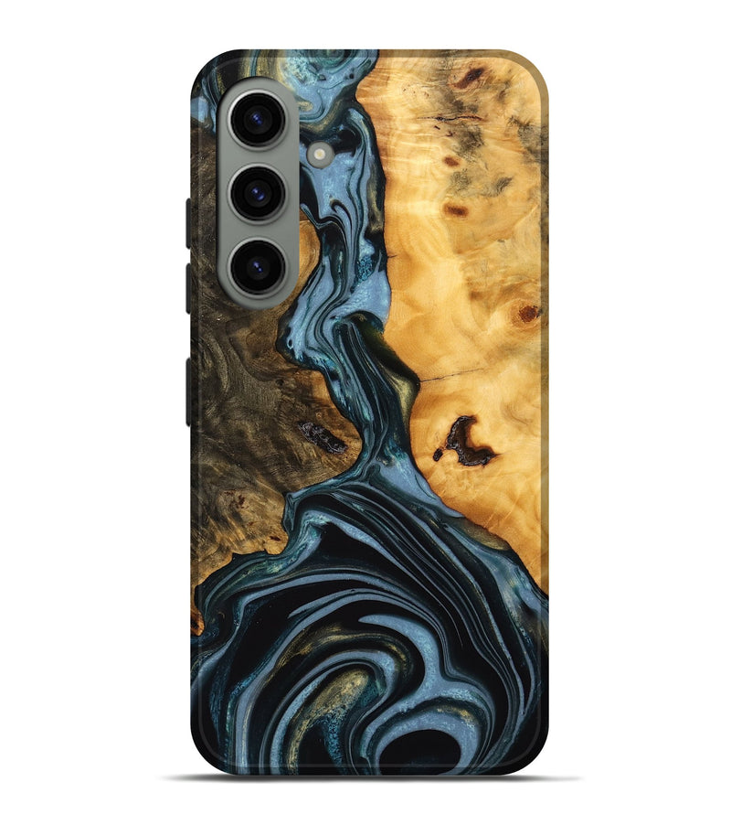 Galaxy S24 Plus Wood Live Edge Phone Case - Juliet (Teal & Gold, 746287)