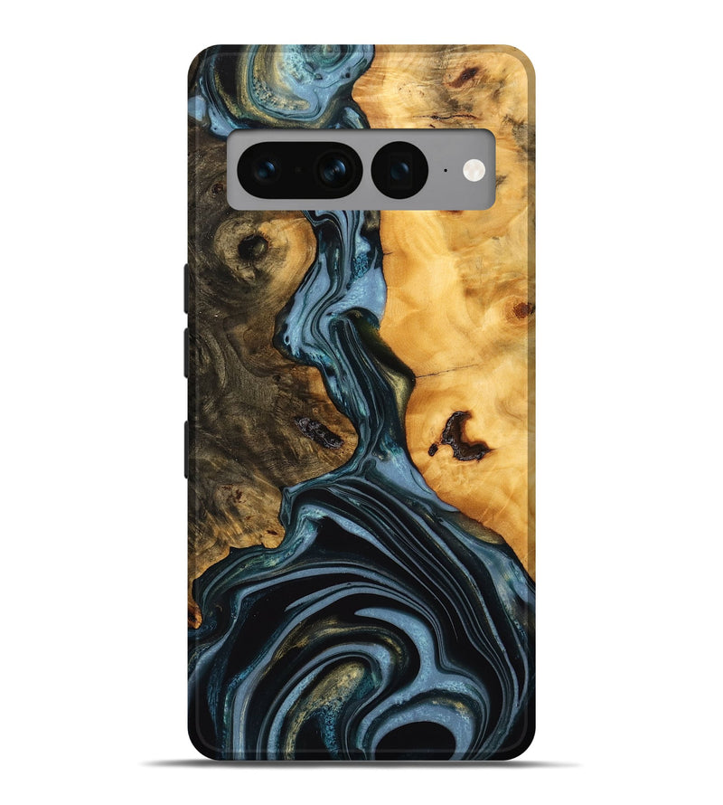 Pixel 7 Pro Wood Live Edge Phone Case - Juliet (Teal & Gold, 746287)