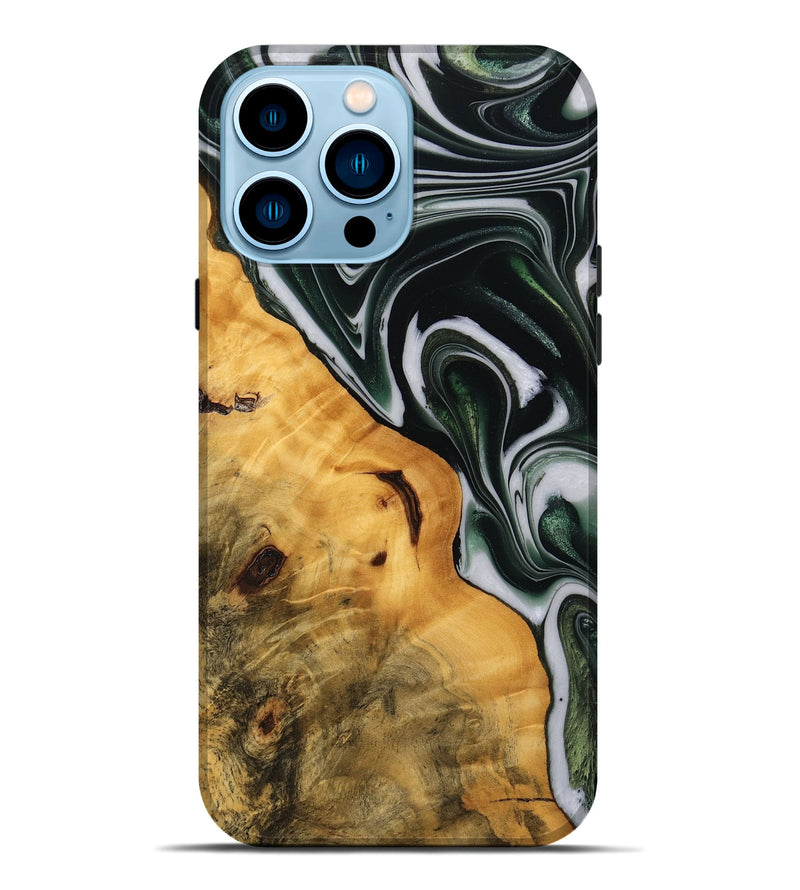 iPhone 14 Pro Max Wood Live Edge Phone Case - Verla (Green, 746288)