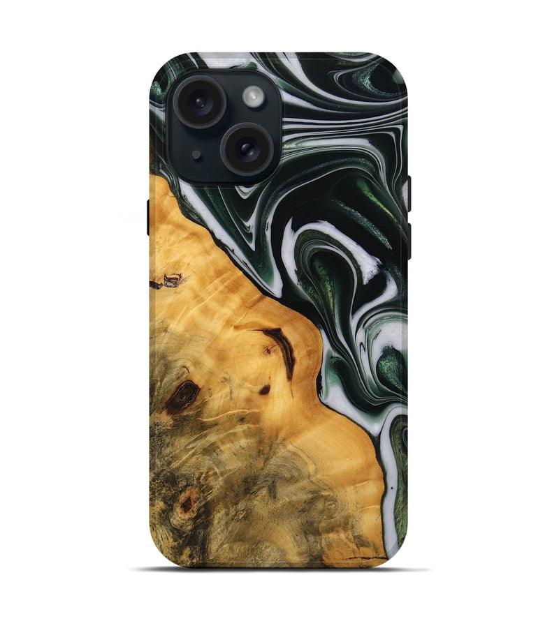 iPhone 15 Wood Live Edge Phone Case - Verla (Green, 746288)