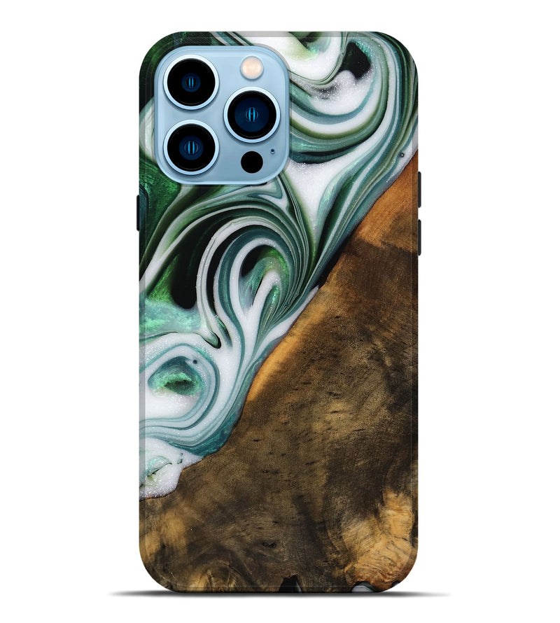 iPhone 14 Pro Max Wood Live Edge Phone Case - Annika (Green, 746289)