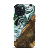 iPhone 15 Wood Live Edge Phone Case - Annika (Green, 746289)