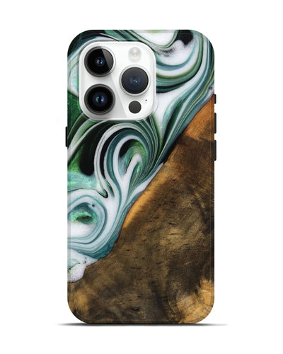 iPhone 15 Pro Wood Live Edge Phone Case - Annika (Green, 746289)