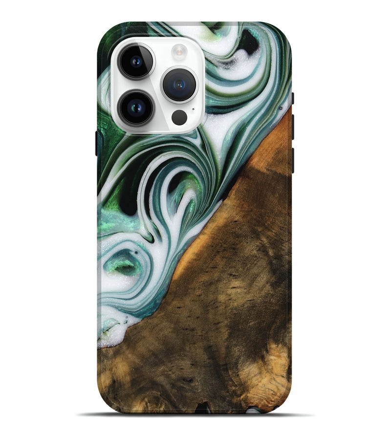 iPhone 15 Pro Max Wood Live Edge Phone Case - Annika (Green, 746289)