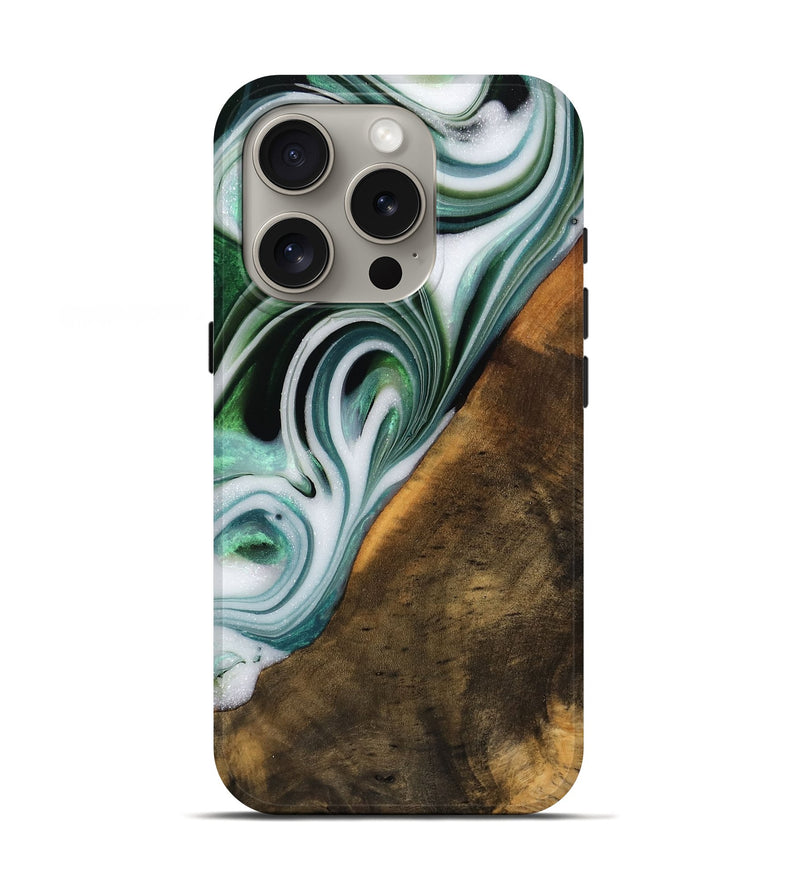 iPhone 16 Pro Wood Live Edge Phone Case - Annika (Green, 746289)