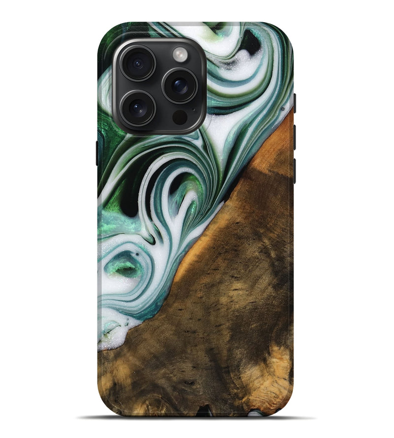 iPhone 16 Pro Max Wood Live Edge Phone Case - Annika (Green, 746289)