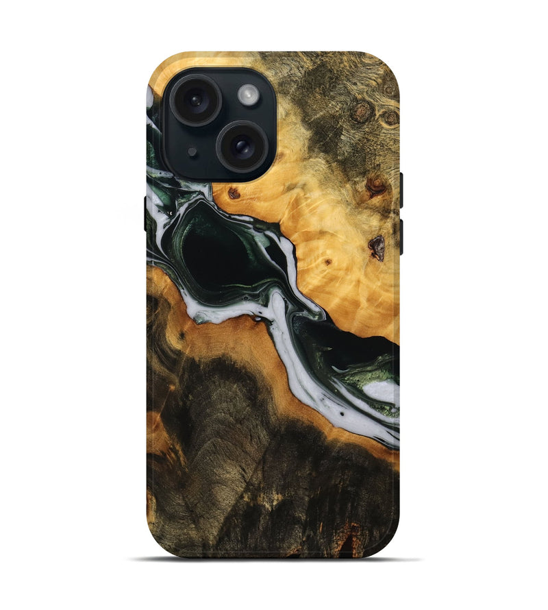 iPhone 15 Wood Live Edge Phone Case - Jaslyn (Green, 746291)