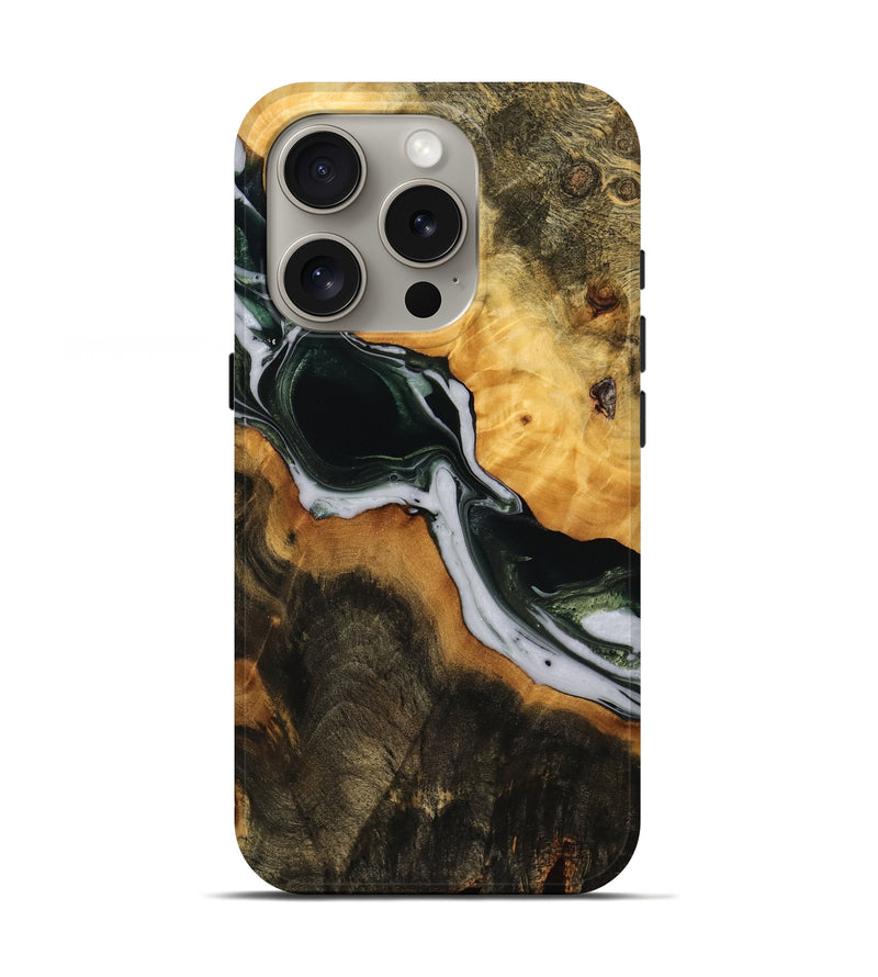 iPhone 16 Pro Wood Live Edge Phone Case - Jaslyn (Green, 746291)