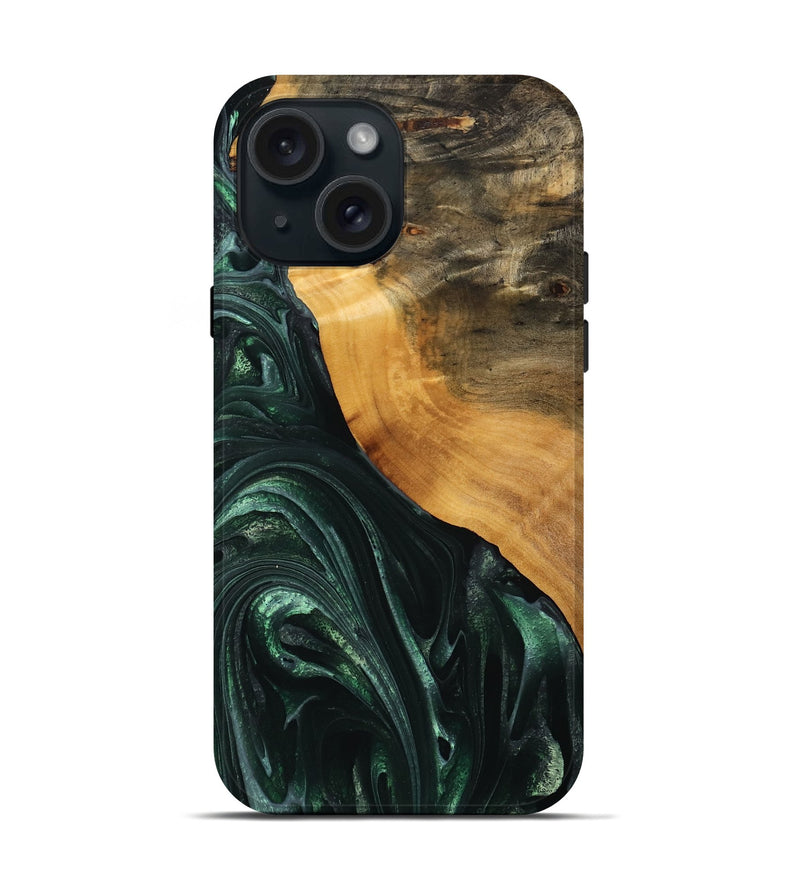 iPhone 15 Wood Live Edge Phone Case - Onie (Green, 746292)