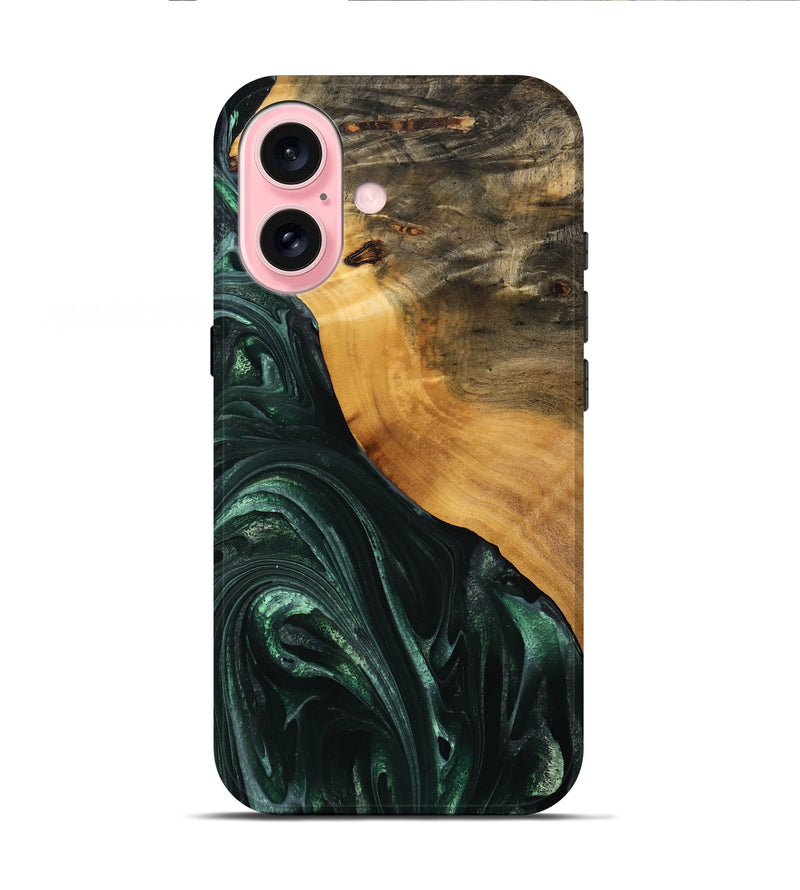 iPhone 16 Wood Live Edge Phone Case - Onie (Green, 746292)