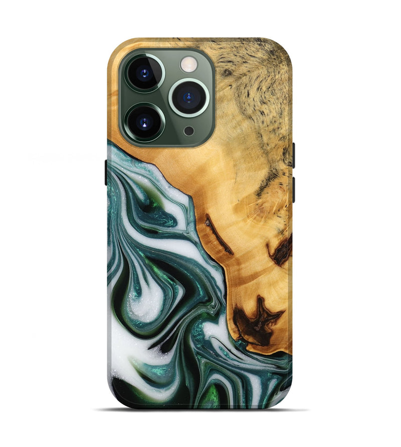 iPhone 13 Pro Wood Live Edge Phone Case - Adam (Green, 746293)