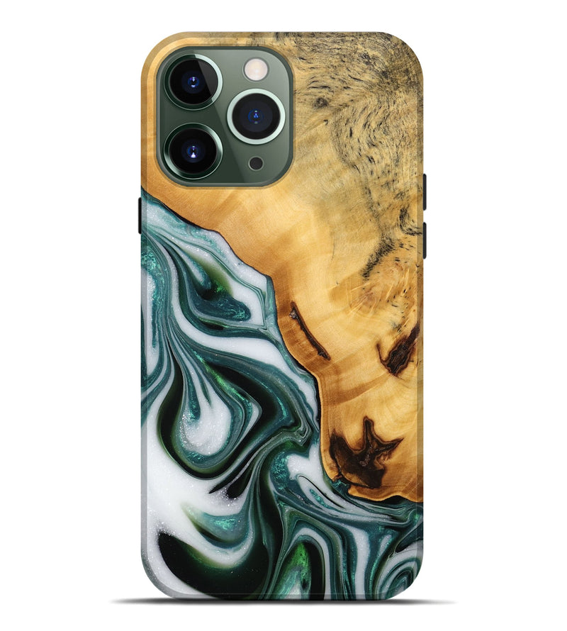 iPhone 13 Pro Max Wood Live Edge Phone Case - Adam (Green, 746293)