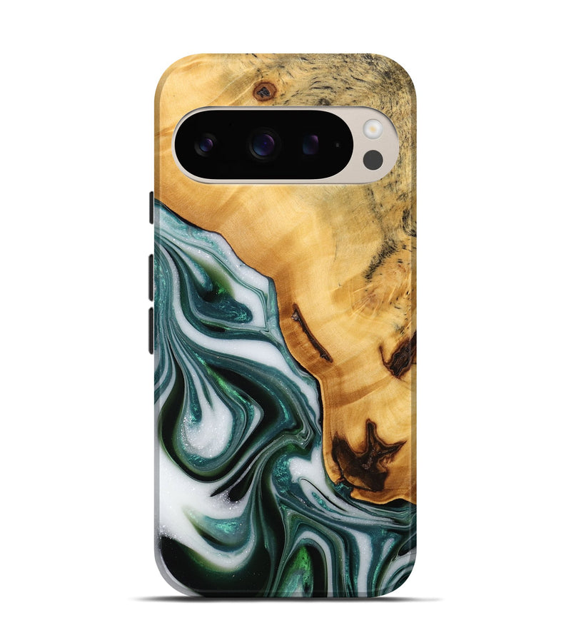 Pixel 9 Wood Live Edge Phone Case - Adam (Green, 746293)