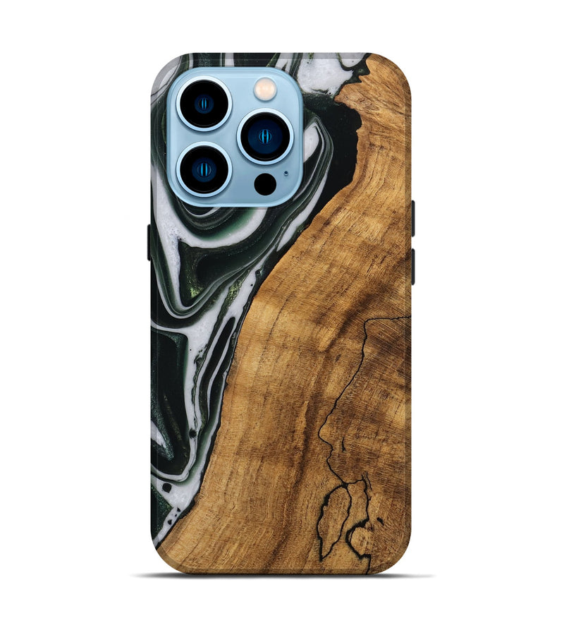 iPhone 14 Pro Wood Live Edge Phone Case - Cayson (Green, 746294)