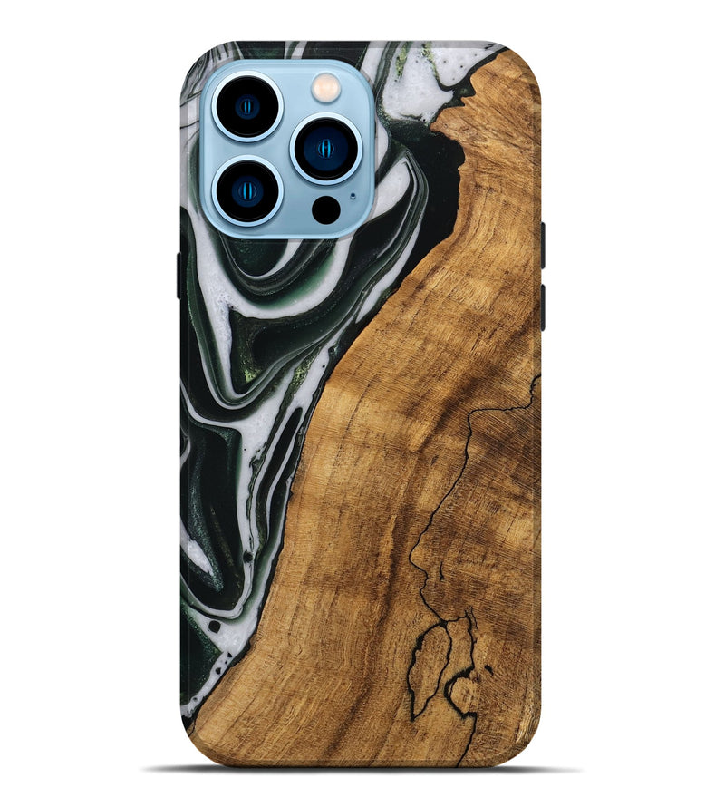 iPhone 14 Pro Max Wood Live Edge Phone Case - Cayson (Green, 746294)