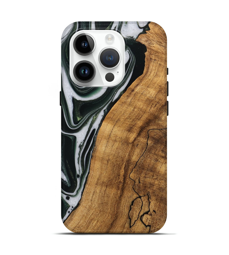 iPhone 15 Pro Wood Live Edge Phone Case - Cayson (Green, 746294)