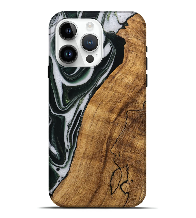 iPhone 15 Pro Max Wood Live Edge Phone Case - Cayson (Green, 746294)