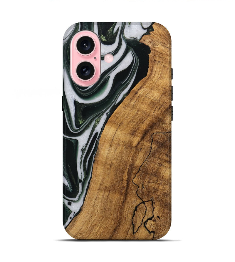 iPhone 16 Wood Live Edge Phone Case - Cayson (Green, 746294)