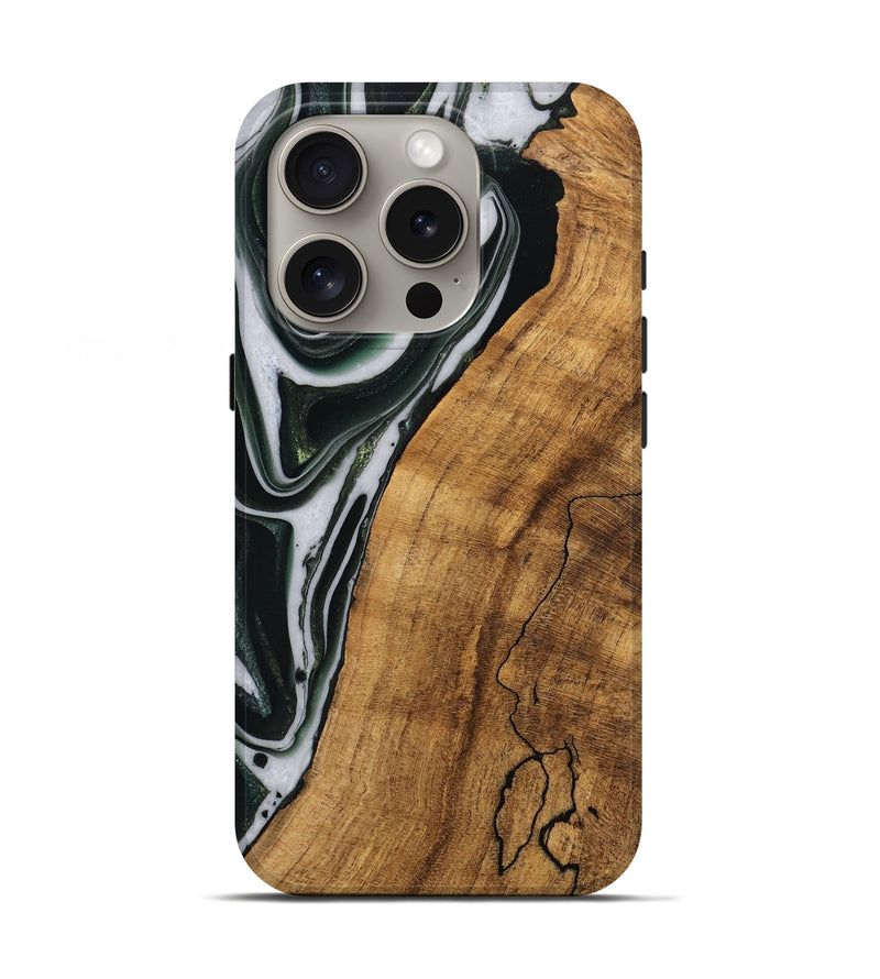 iPhone 16 Pro Wood Live Edge Phone Case - Cayson (Green, 746294)