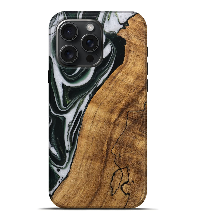 iPhone 16 Pro Max Wood Live Edge Phone Case - Cayson (Green, 746294)