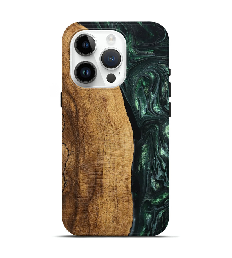 iPhone 15 Pro Wood Live Edge Phone Case - Ensley (Green, 746296)