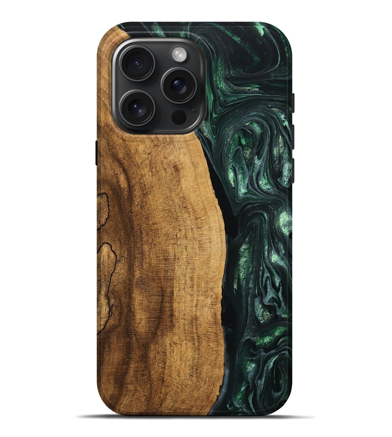 iPhone 16 Pro Max Wood Live Edge Phone Case - Ensley (Green, 746296)