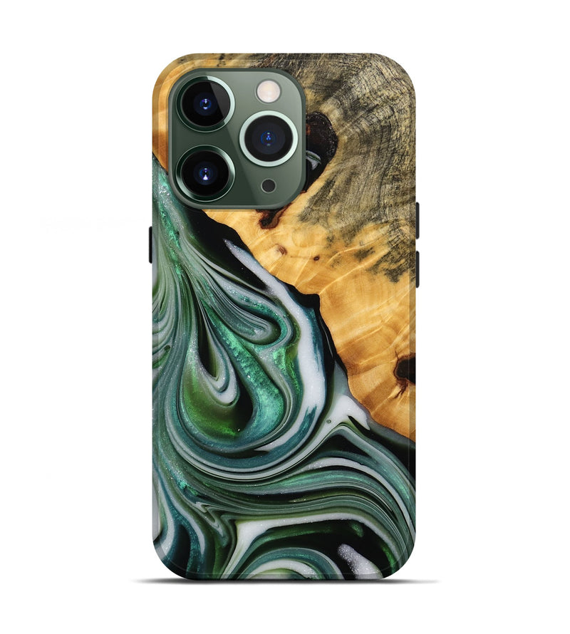 iPhone 13 Pro Wood Live Edge Phone Case - Xyla (Green, 746297)