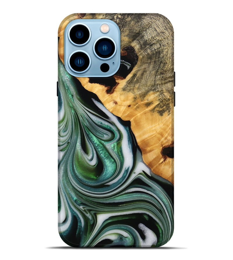 iPhone 14 Pro Max Wood Live Edge Phone Case - Xyla (Green, 746297)