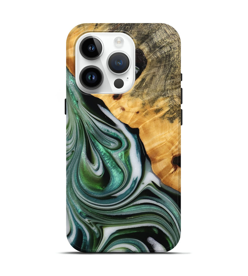 iPhone 15 Pro Wood Live Edge Phone Case - Xyla (Green, 746297)