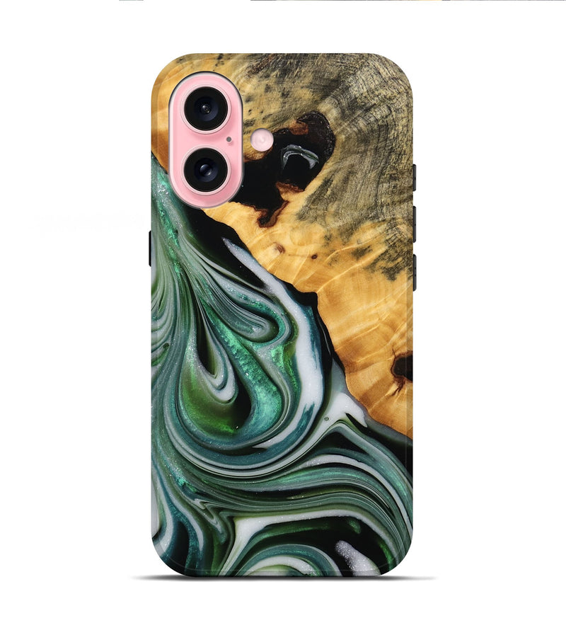 iPhone 16 Wood Live Edge Phone Case - Xyla (Green, 746297)