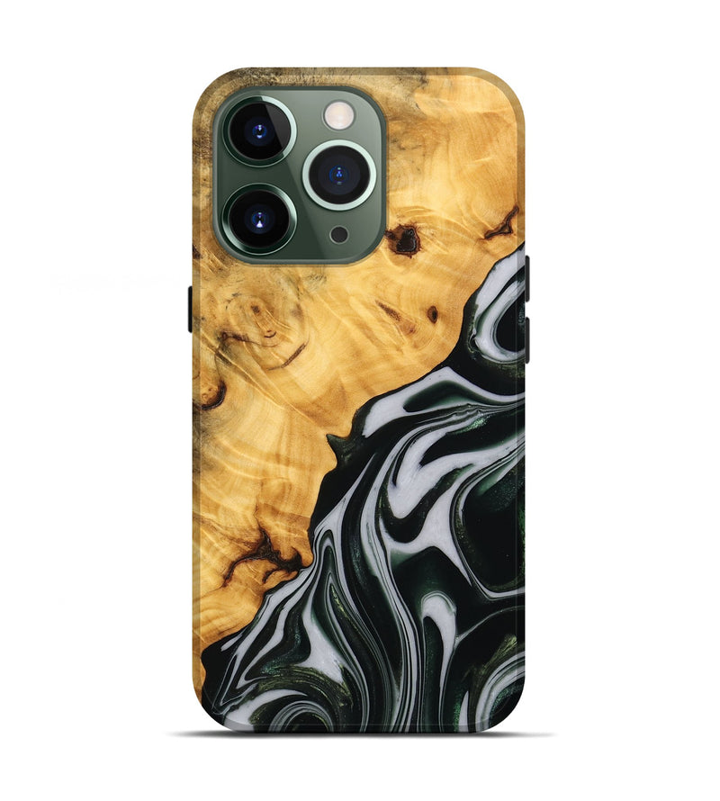 iPhone 13 Pro Wood Live Edge Phone Case - Winter (Green, 746298)