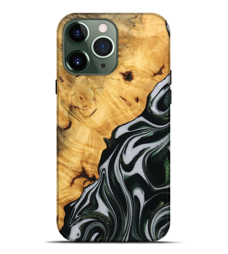 iPhone 13 Pro Max Wood Live Edge Phone Case - Winter (Green, 746298)