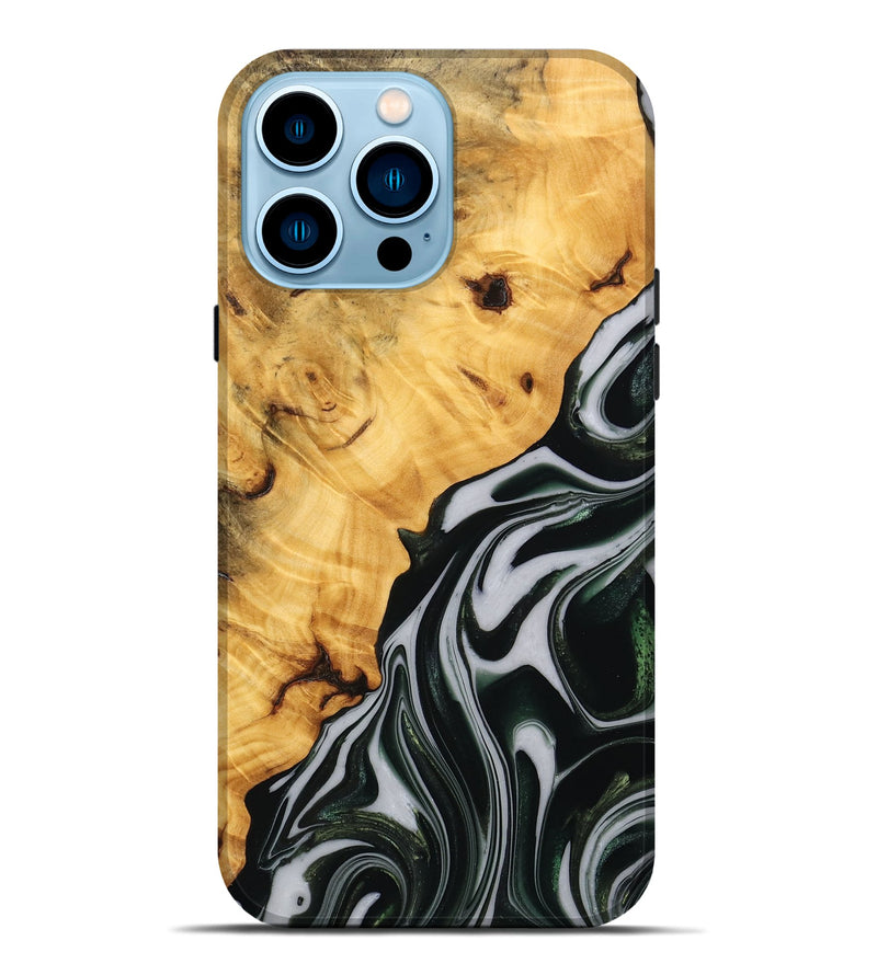 iPhone 14 Pro Max Wood Live Edge Phone Case - Winter (Green, 746298)