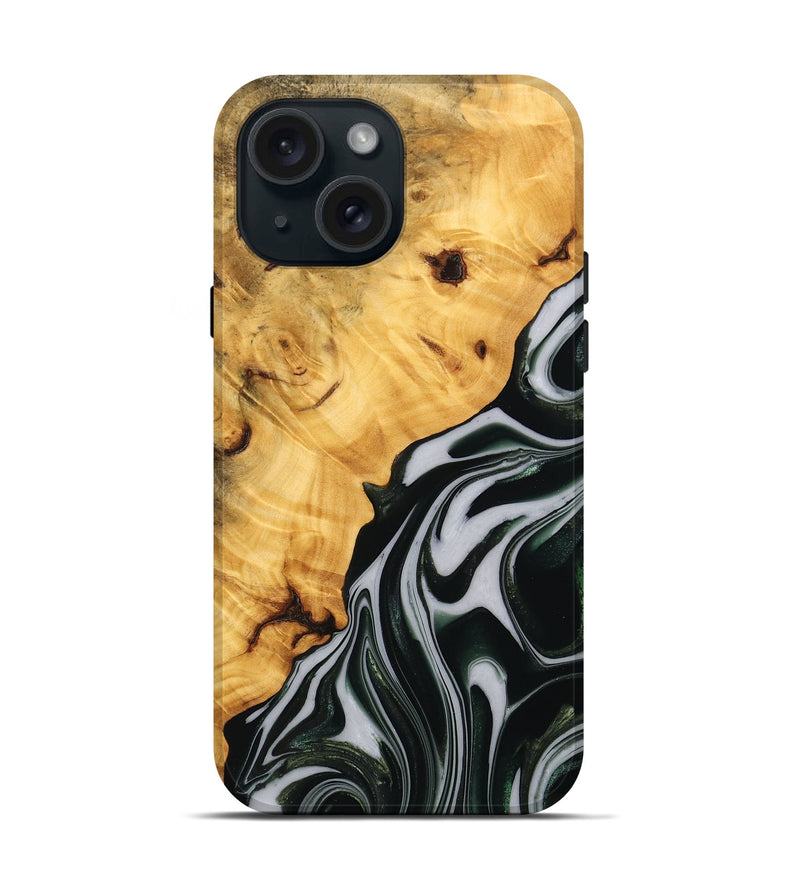 iPhone 15 Wood Live Edge Phone Case - Winter (Green, 746298)