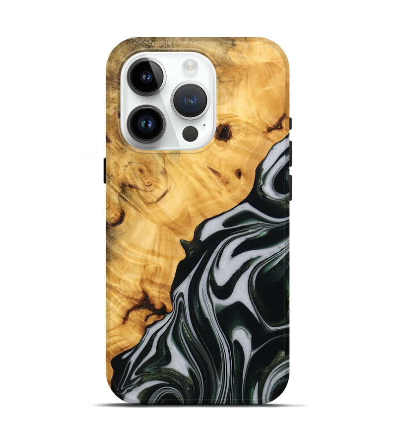 iPhone 15 Pro Wood Live Edge Phone Case - Winter (Green, 746298)