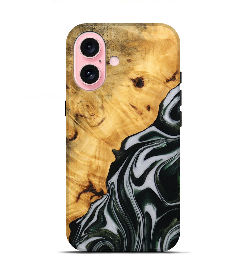 iPhone 16 Wood Live Edge Phone Case - Winter (Green, 746298)