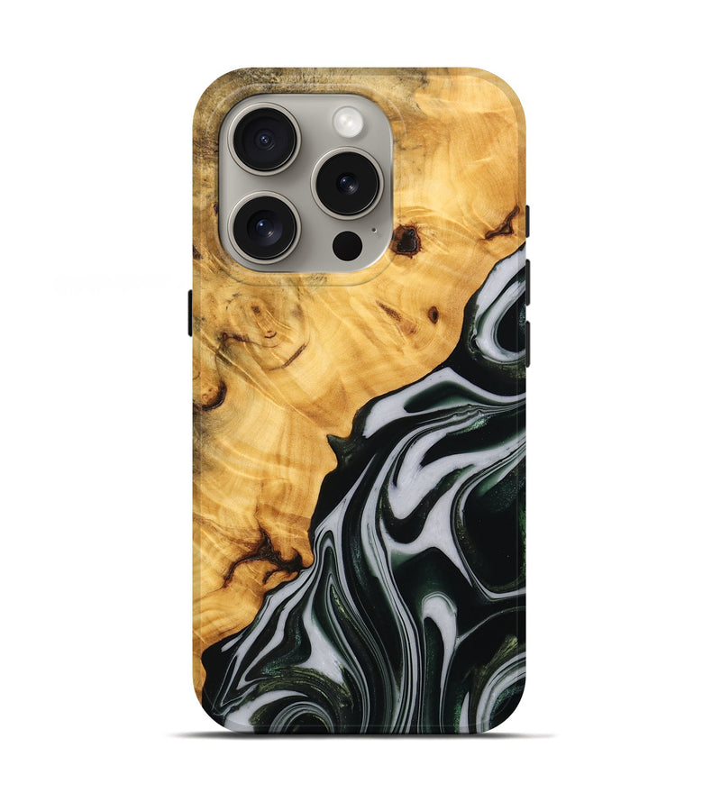 iPhone 16 Pro Wood Live Edge Phone Case - Winter (Green, 746298)