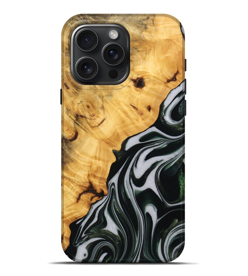 iPhone 16 Pro Max Wood Live Edge Phone Case - Winter (Green, 746298)