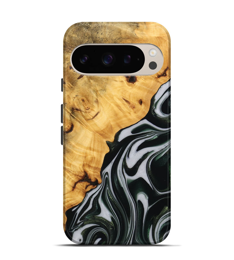 Pixel 9 Wood Live Edge Phone Case - Winter (Green, 746298)