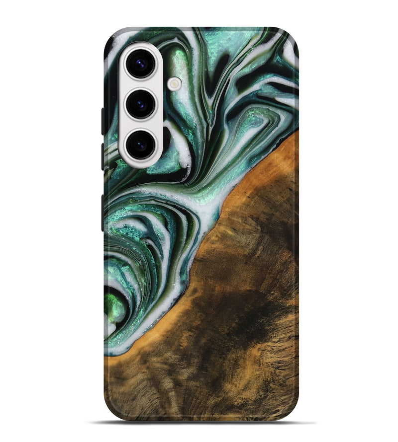 Galaxy S25 Plus Wood Live Edge Phone Case - Mittie (Green, 746299)