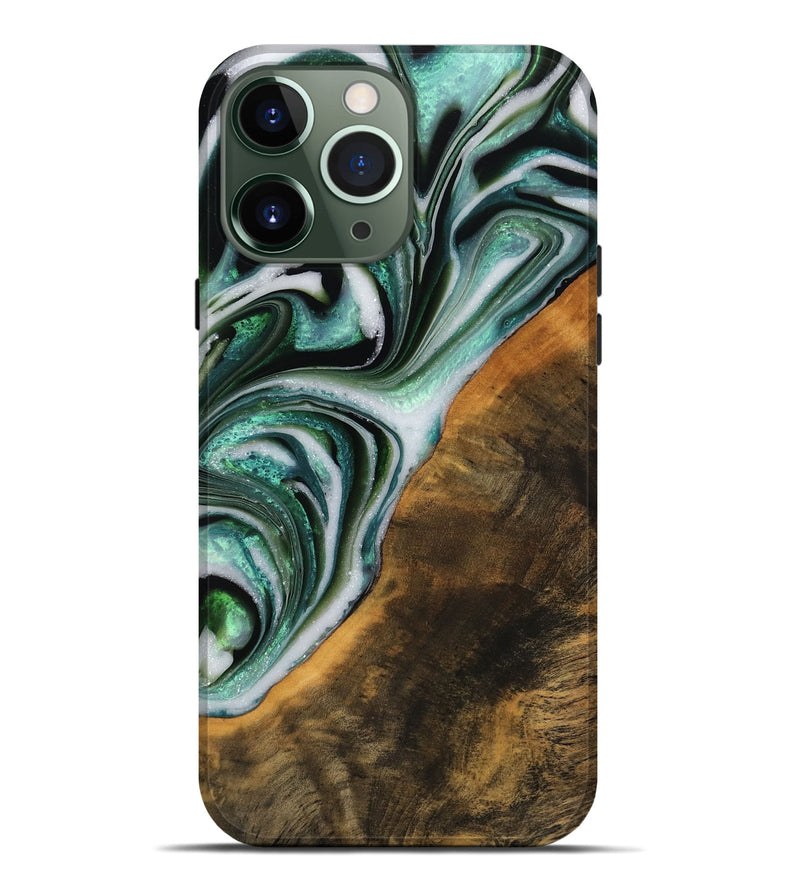 iPhone 13 Pro Max Wood Live Edge Phone Case - Mittie (Green, 746299)