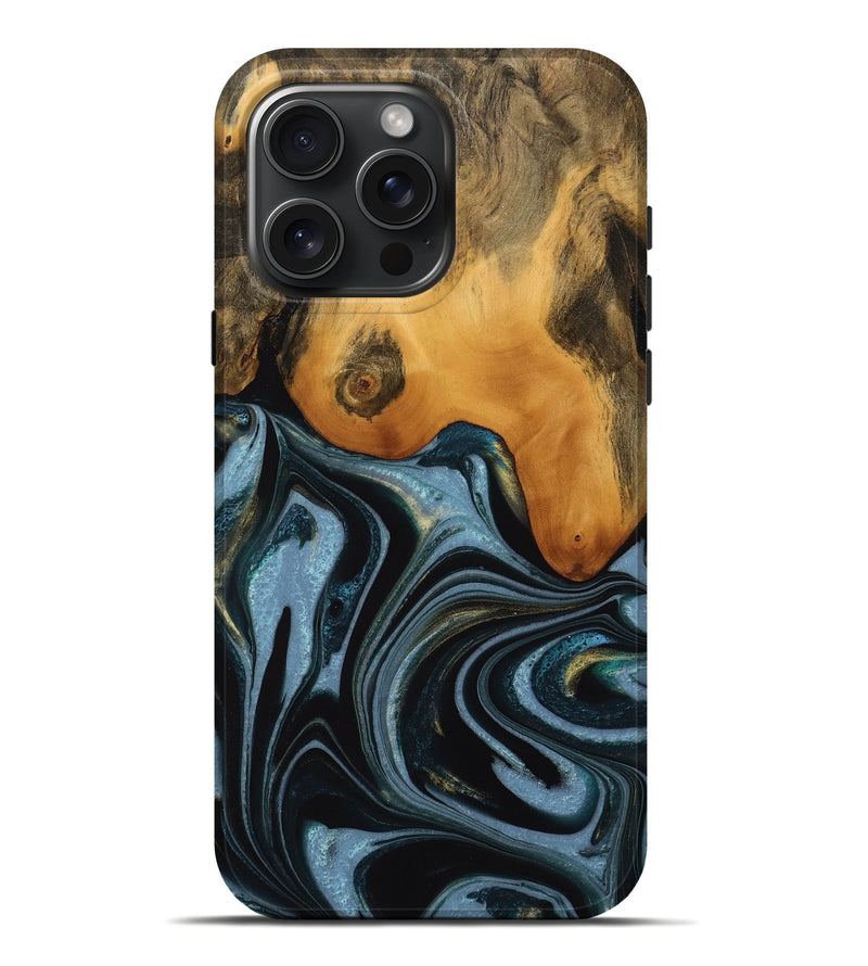 iPhone 16 Pro Max Wood Live Edge Phone Case - Clark (Green, 746300)