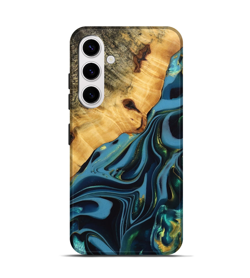 Galaxy S25 Wood Live Edge Phone Case - Rhys (Blue, 746303)