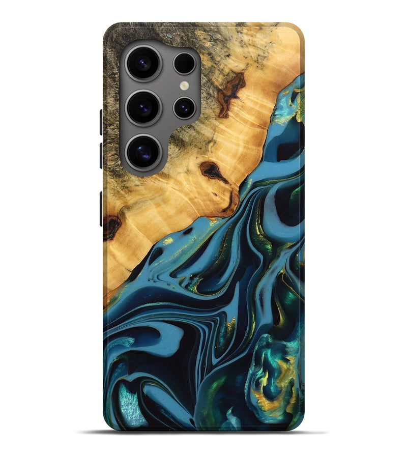 Galaxy S25 Ultra Wood Live Edge Phone Case - Rhys (Blue, 746303)