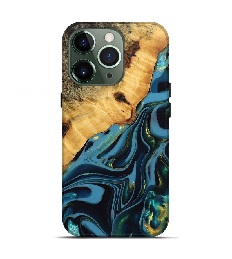 iPhone 13 Pro Wood Live Edge Phone Case - Rhys (Blue, 746303)