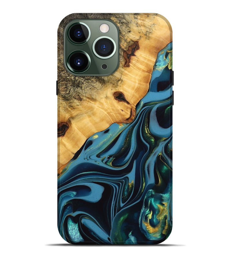 iPhone 13 Pro Max Wood Live Edge Phone Case - Rhys (Blue, 746303)