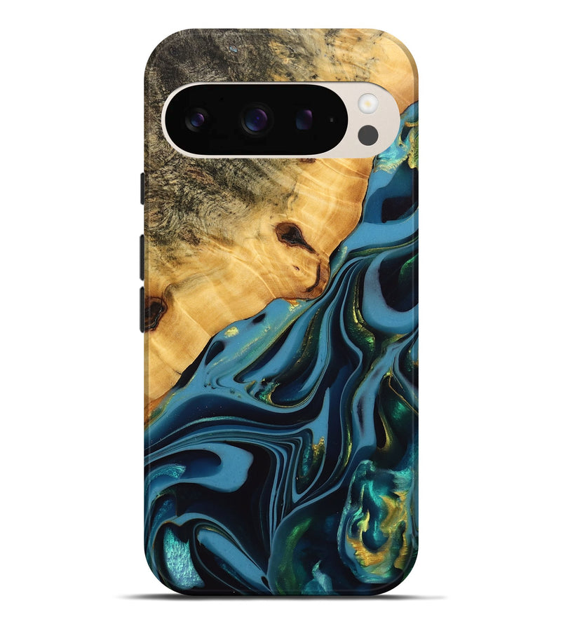 Pixel 9 Pro XL Wood Live Edge Phone Case - Rhys (Blue, 746303)