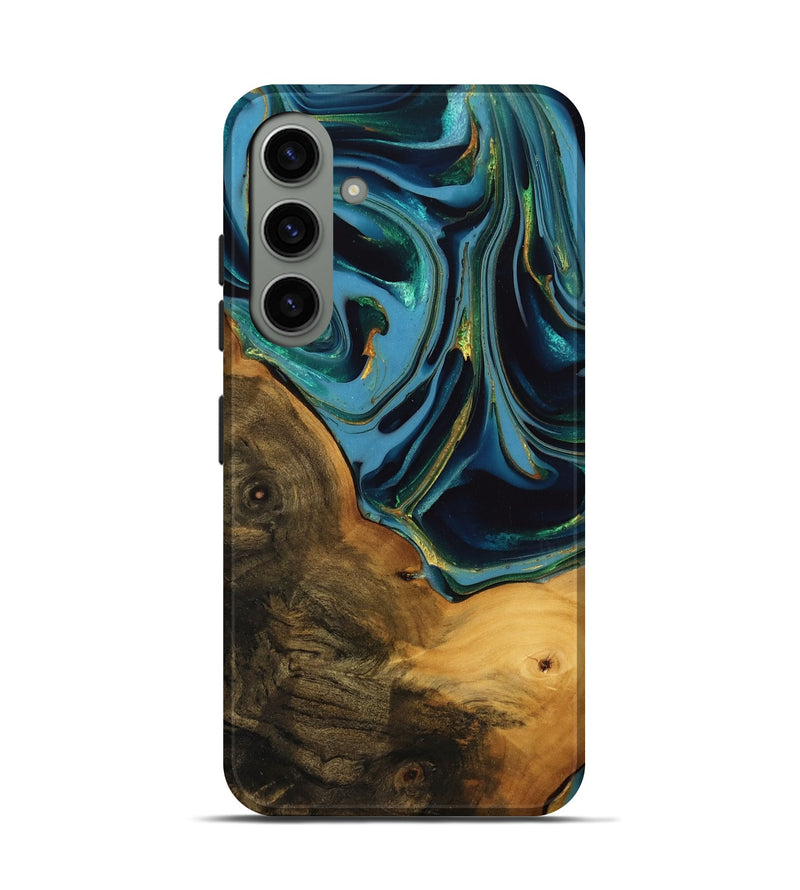 Galaxy S24 Wood Live Edge Phone Case - Collins (Teal & Gold, 746304)